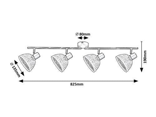 Spot Rattan, negru mat, 4xE14, Rabalux 3136