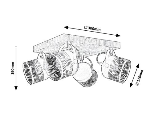 Spot Rotem, nuc, 4xE14 , Rabalux 3299