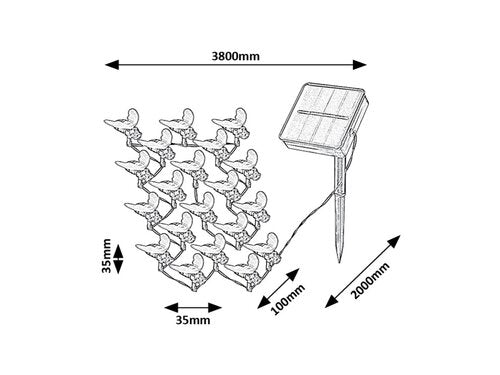 Ghirlanda LED exterior solara Bobus, negru, 0.06W, 3lm, 2700K, L.3,8m, IP44, Rabalux, 77002