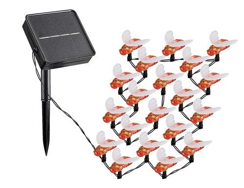 Ghirlanda LED exterior solara Bobus, negru, 0.06W, 3lm, 2700K, L.3,8m, IP44, Rabalux, 77002