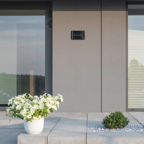 Aplica LED exterior solara Kangton, negru, 1.2W, 8lm, 3000K, IP44, Rabalux, 77024