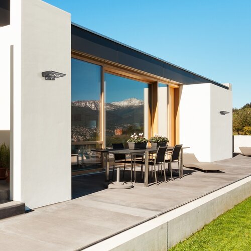 Aplica LED exterior solara cu senzor Moselle, negru, 4W, 300lm, 4000K, IP44, Rabalux, 77014