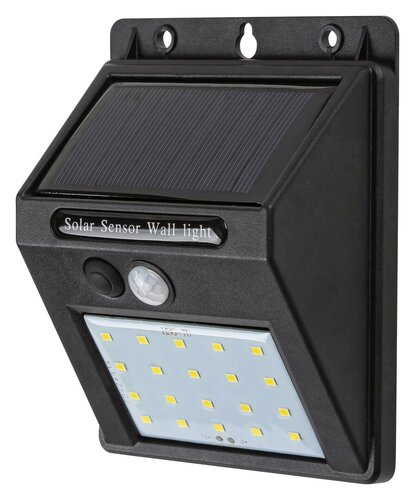 Aplica LED exterior solara cu senzor Ostrava, negru, 1.3W, 100lm, 4000K, IP44, Rabalux, 7880