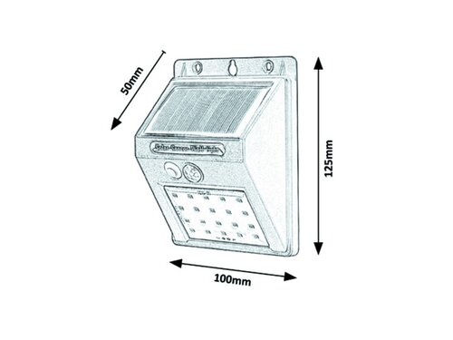 Aplica LED exterior solara cu senzor Ostrava, negru, 1.3W, 100lm, 4000K, IP44, Rabalux, 7880