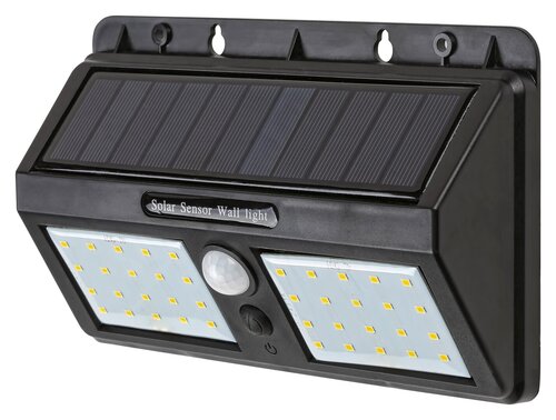 Aplica LED exterior solara cu senzor Ostrava, negru, 2.4W, 225lm, 4000K, IP44, Rabalux, 7881