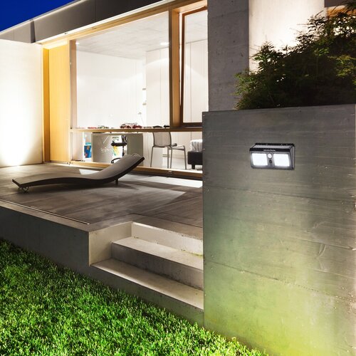 Aplica LED exterior solara cu senzor Ostrava, negru, 2.4W, 225lm, 4000K, IP44, Rabalux, 7881