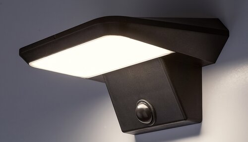 Aplica LED exterior solara cu senzor Qesa, negru, 10W, 460lm, 4000K, IP44, Rabalux, 77005
