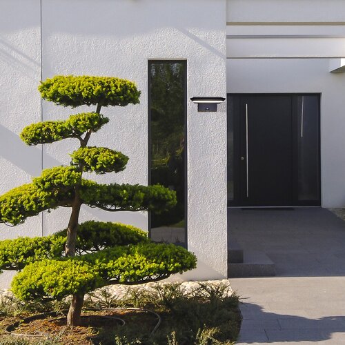 Aplica LED exterior solara cu senzor Qesa, negru, 10W, 460lm, 4000K, IP44, Rabalux, 77005