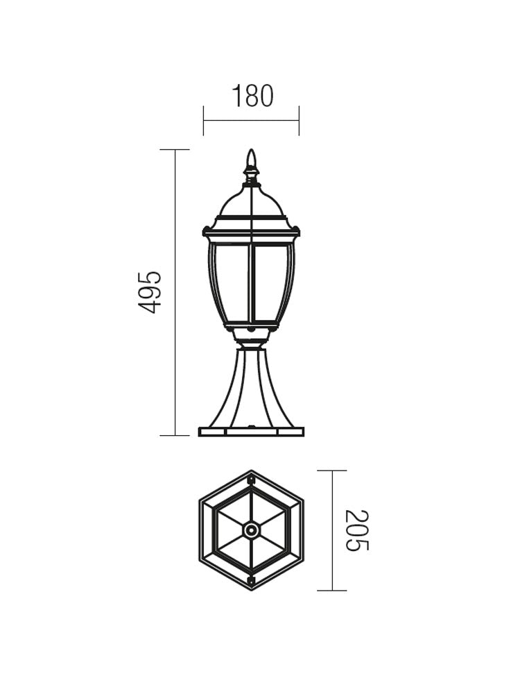 Stalp exterior SEVILLA, negru antic cu patina aurie, 1XE27, Smarter 9606