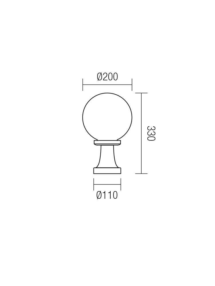 Stalp exterior SFERA 1, D.200 mm, fumuriu, 1XE27, IP44, H.330 mm, Smarter 9764