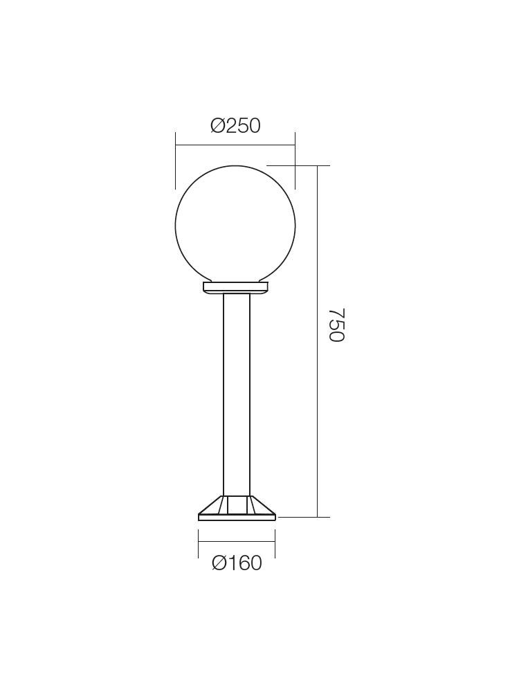 Stalp exterior SFERA 2, D.250 mm, opal, 1XE27, IP44, H.750mm, Smarter 9780
