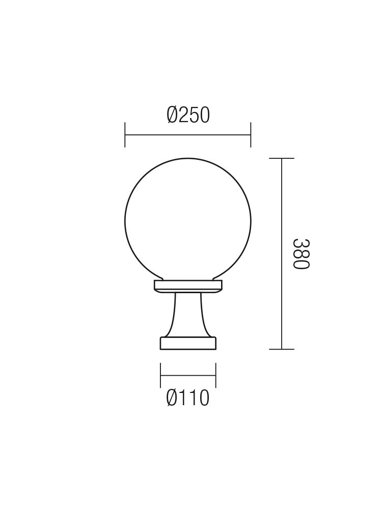 Stalp exterior SFERA 2, D.250 mm, opal ,1XE27, H.380 mm, IP44, Smarter 9775