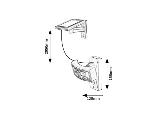 Aplica LED exterior solara cu senzor Valpovo, negru, 2.4W, 250lm, 4000K, IP44, Rabalux, 77019