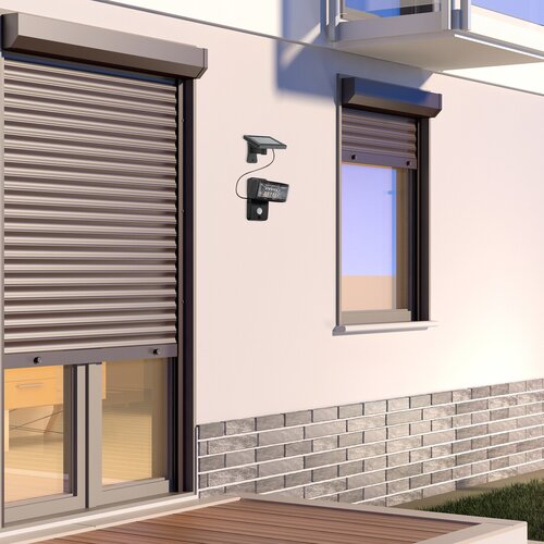 Aplica LED exterior solara cu senzor Valpovo, negru, 2.4W, 250lm, 4000K, IP44, Rabalux, 77019