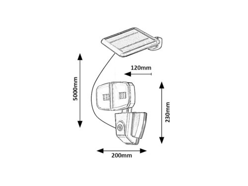 Aplica LED exterior solara cu senzor Zlarin, negru, 12W, 700lm, 4000K, IP44, Rabalux, 77012