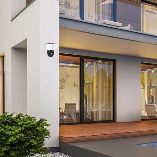 Aplica LED exterior solara cu senzor Zlarin, negru, 12W, 700lm, 4000K, IP44, Rabalux, 77012