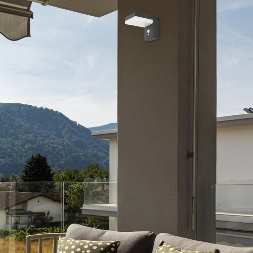 Aplica LED exterior solara cu senzor Zrebar, negru, 6W, 450lm, 4000K, IP44, Rabalux, 77009
