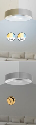 Lustra suspendata LED Adeline, gri, 24W, 1500lm, 3000-6000K, telecomanda, D.45cm, IP20, Rabalux, 3929