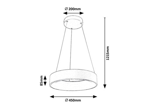 Lustra suspendata LED Adeline, gri, 24W, 1500lm, 3000-6000K, telecomanda, D.45cm, IP20, Rabalux, 3929