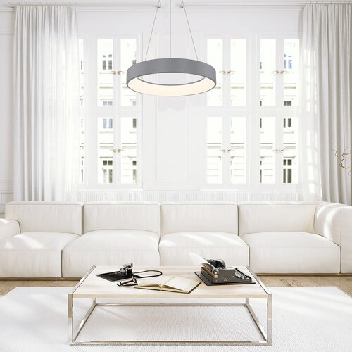 Lustra suspendata LED Adeline, gri, 24W, 1500lm, 3000-6000K, telecomanda, D.45cm, IP20, Rabalux, 3929