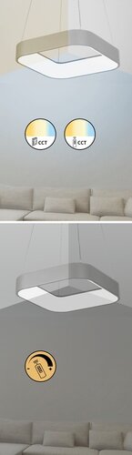 Lustra suspendata LED Adeline, gri, 28W, 1800lm, 3000K-6000K, telecomanda, D.45cm, IP20, Rabalux, 3927