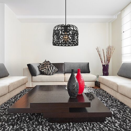 Lustra suspendata Alessandra, negru mat, 1xE27, IP20, Rabalux, 2156