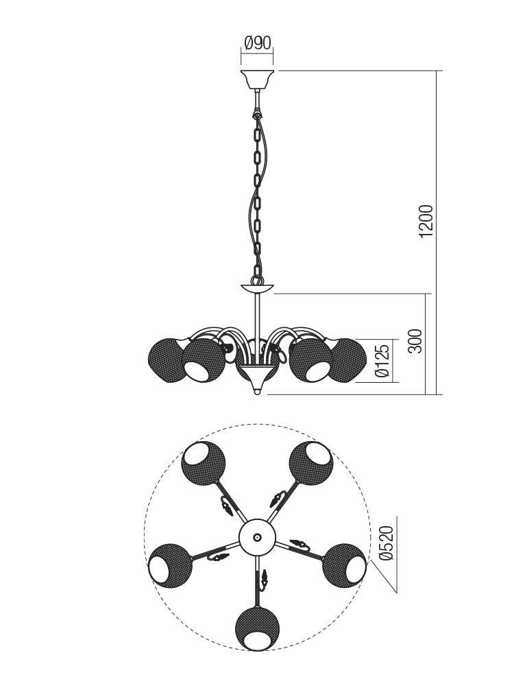 Lustra Aspera ,negru fume, 5XE14, Smarter 02-973