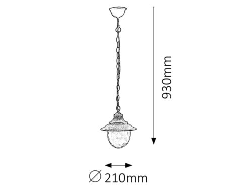 Lustra suspendata exterior Barcelona, auriu antic, 1 X E27, IP43, Rabalux, 8678