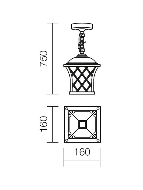 Suspensie BREMEN, negru cu patina aurie, 1XE27, Smarter 9952