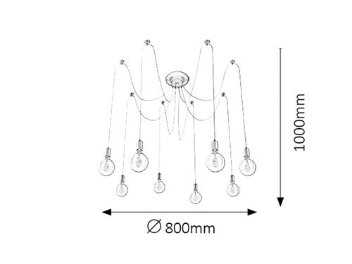 Lustra suspendata Caspar, negru mat, 10xE27, IP20, Rabalux, 2224