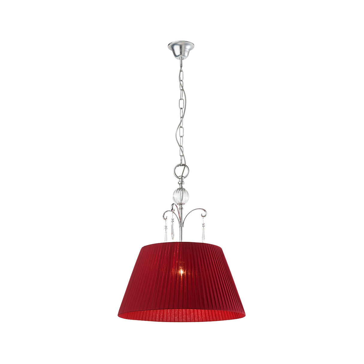 Lustra suspendata clasica cu cristale CONSTANZA, crom cu abajur grena ,1xE27, Incanti ICT P1 20 04