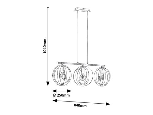 Lustra suspendata Cortado, negru, 3xE27, IP20, Rabalux, 5361