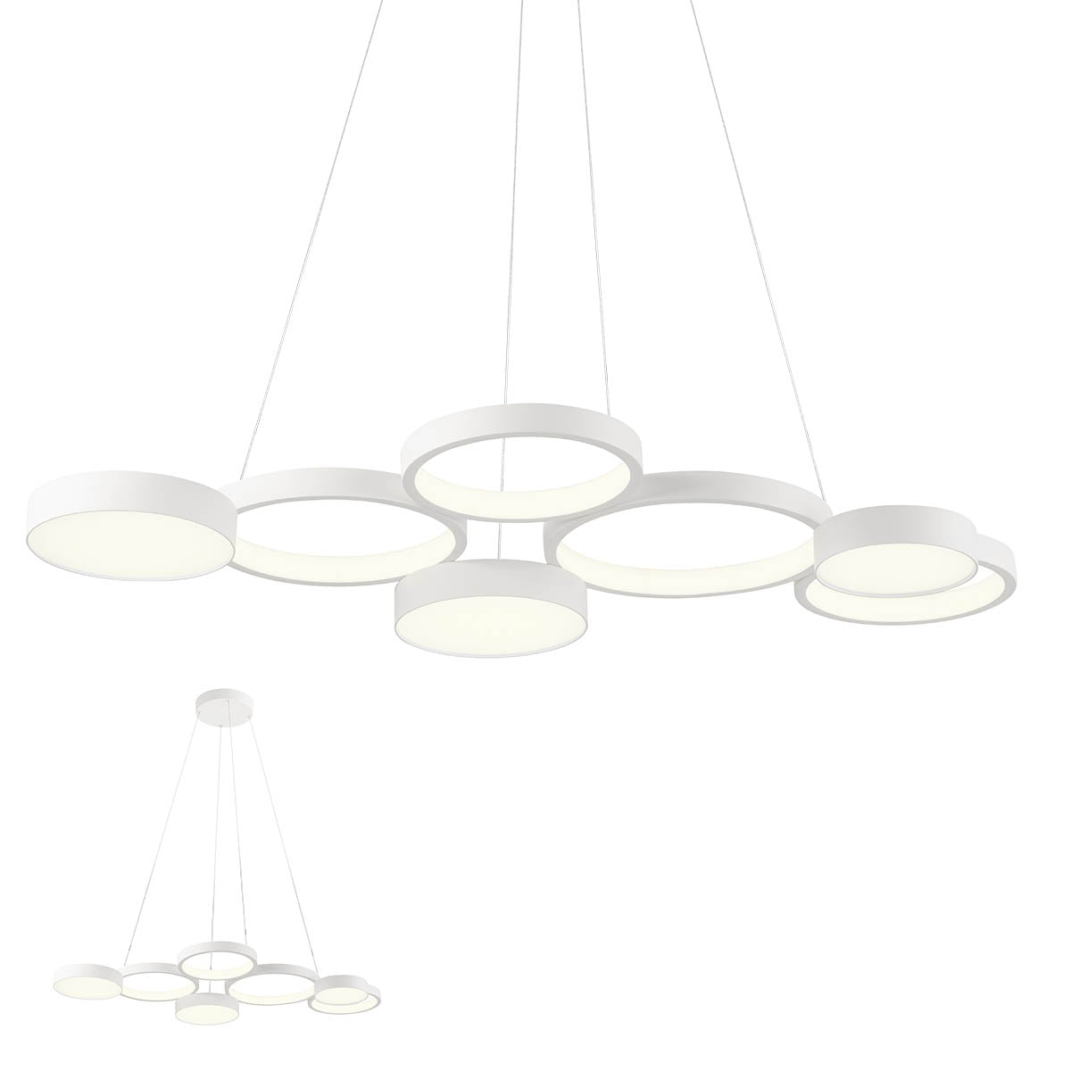 Lustra LED Cronos, alb mat, 65W, 9393lm, 3000K, IP20, Redo, 01-2545