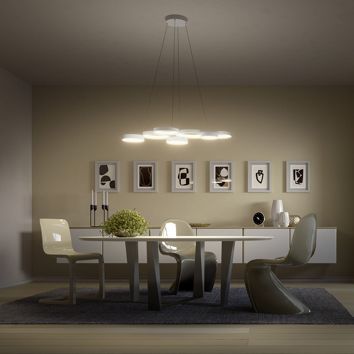 Lustra LED Cronos, alb mat, 65W, 9393lm, 3000K, IP20, Redo, 01-2545