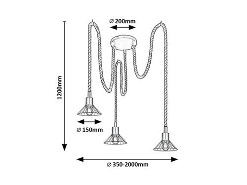 Lustra suspendata Daryl, negru, 3xE27, IP20, Rabalux, 5272
