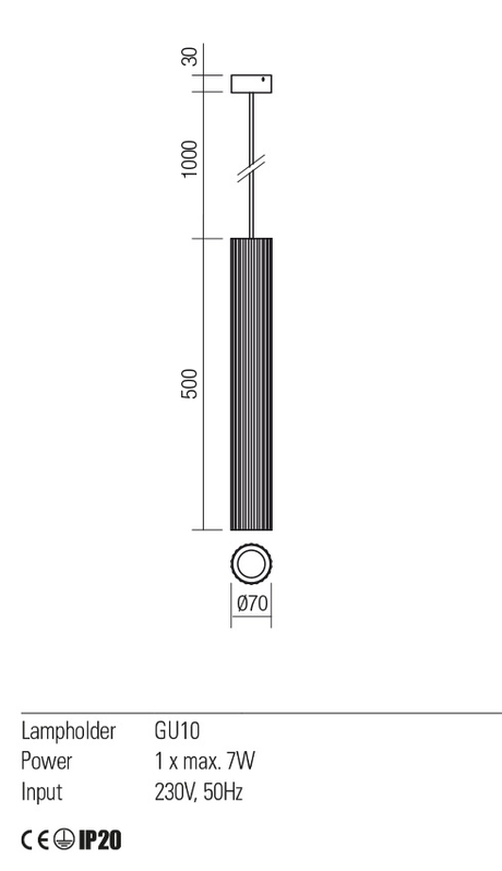 Suspensie DELPHI, alb mat, GU10, 1 x 7W, Redo 01-2562