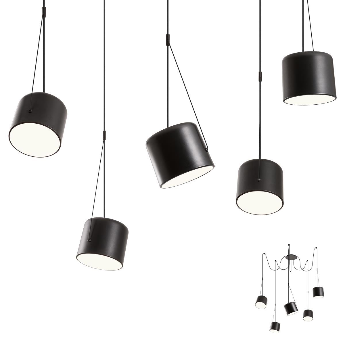 Lustra Dodo, negru, 5 x E27, IP20, Redo, 01-1828