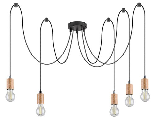 Lustra suspendata Dollien, negru mat, 5xE27, IP20, Rabalux, 72075