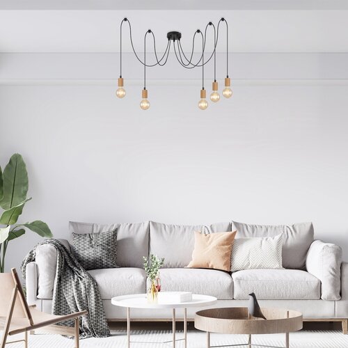 Lustra suspendata Dollien, negru mat, 5xE27, IP20, Rabalux, 72075