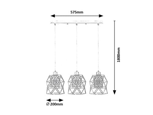 Lustra suspendata Emrys, negru mat, 3xE27, IP20, Rabalux, 72113