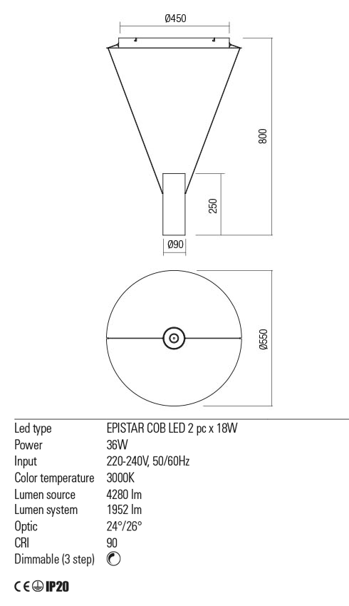 Lustra suspendata LED Essence, alb mat, 36W, 4280lm, 3000K, IP20, Redo, 01-1971