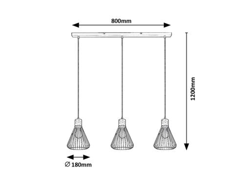 Lustra suspendata Farfalle, negru, 3xE27, IP20, Rabalux, 3149