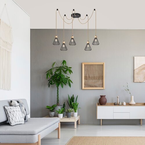 Lustra suspendata Farfalle, negru, 5xE27, IP20, Rabalux, 3150