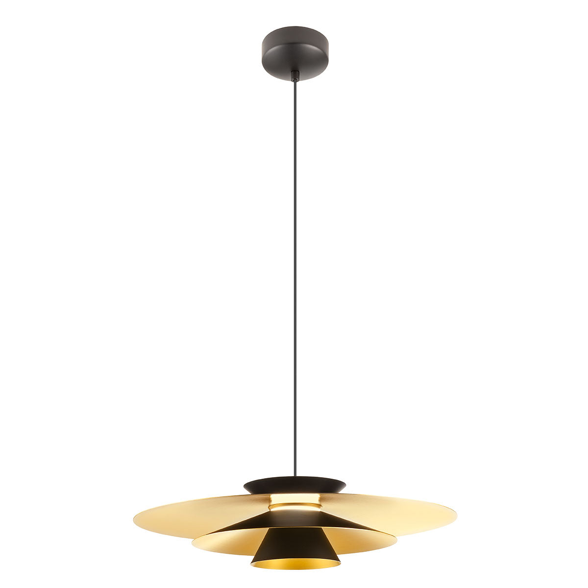 Lustra suspendata LED Fargo, negru mat/negru auriu, 16.5W, 1850lm, 4000K, IP20, Redo, 01-3001