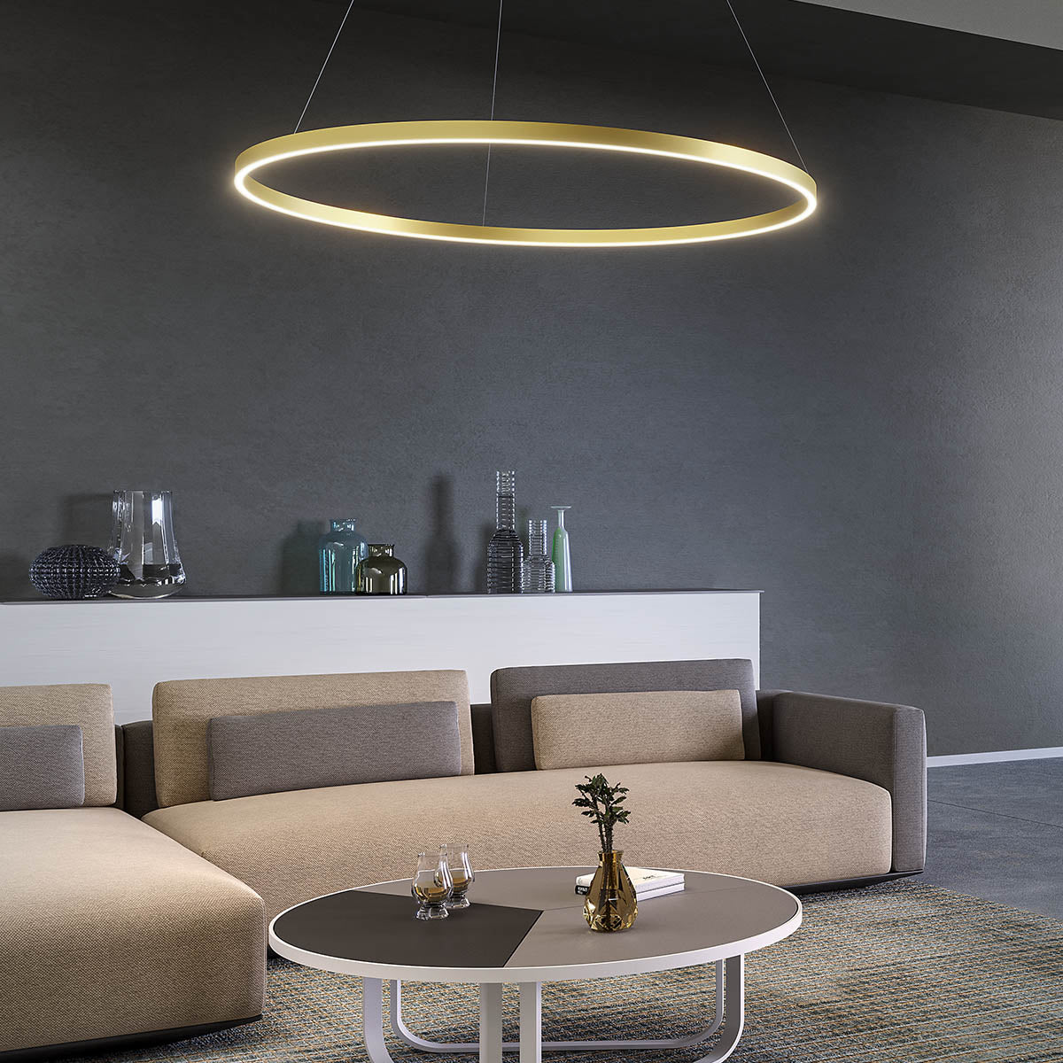 Lustra LED Febe, auriu mat, 62W, 8680lm, 4000K, IP20, Redo, 01-2878