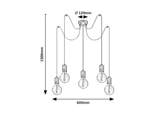 Lustra suspendata Fidel, auriu antic, 5xE27, IP20, Rabalux, 3218