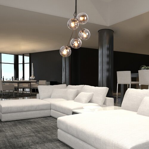 Lustra suspendata Glory, negru mat, 5xE14, IP20, Rabalux, 3508