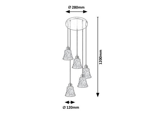 Lustra suspendata Hestia, crom, 5xE14, IP20, Rabalux, 5305