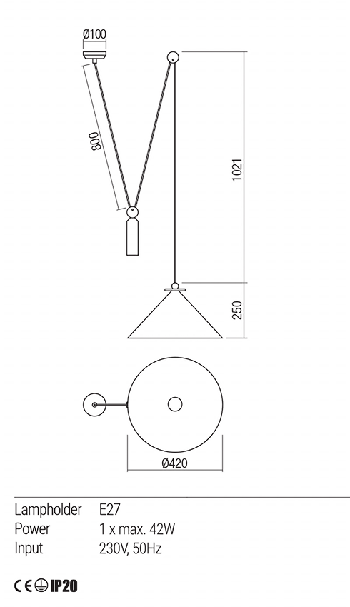 Lustra suspendata Kalimba, 1XE27, IP20, Redo, 01-1545