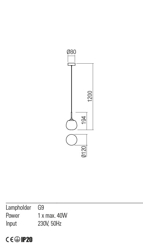 Lustra suspendata Kiwi, opal, 1XG9, IP20, Redo, 01-2081
